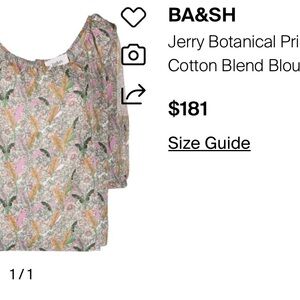 ba&sh Terry botanical print cotton blend blouse